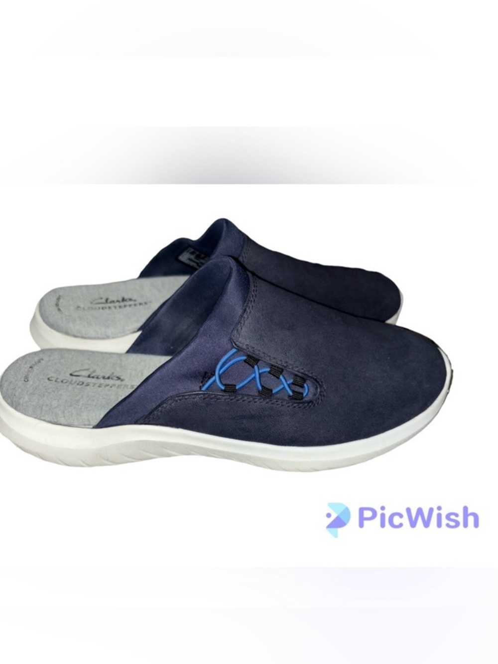 Clarks Nova Ease Cloudsteppers Canvas Slip-On Mules 8 Cushioned Navy